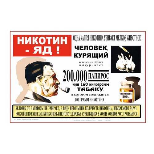 Плакат СТ-Диалог Никотин - яд!, СОВ-862, лам.бумага, 60х40 см в Керхер