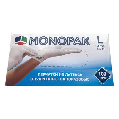Перчатки Monopak виниловые опудренные белые L 100 шт 50 пар в Керхер