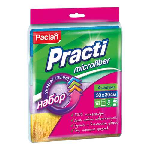 Салфетка для уборки Paclan Practi Microfiber Универсальная 30x30 см 4 шт в Керхер